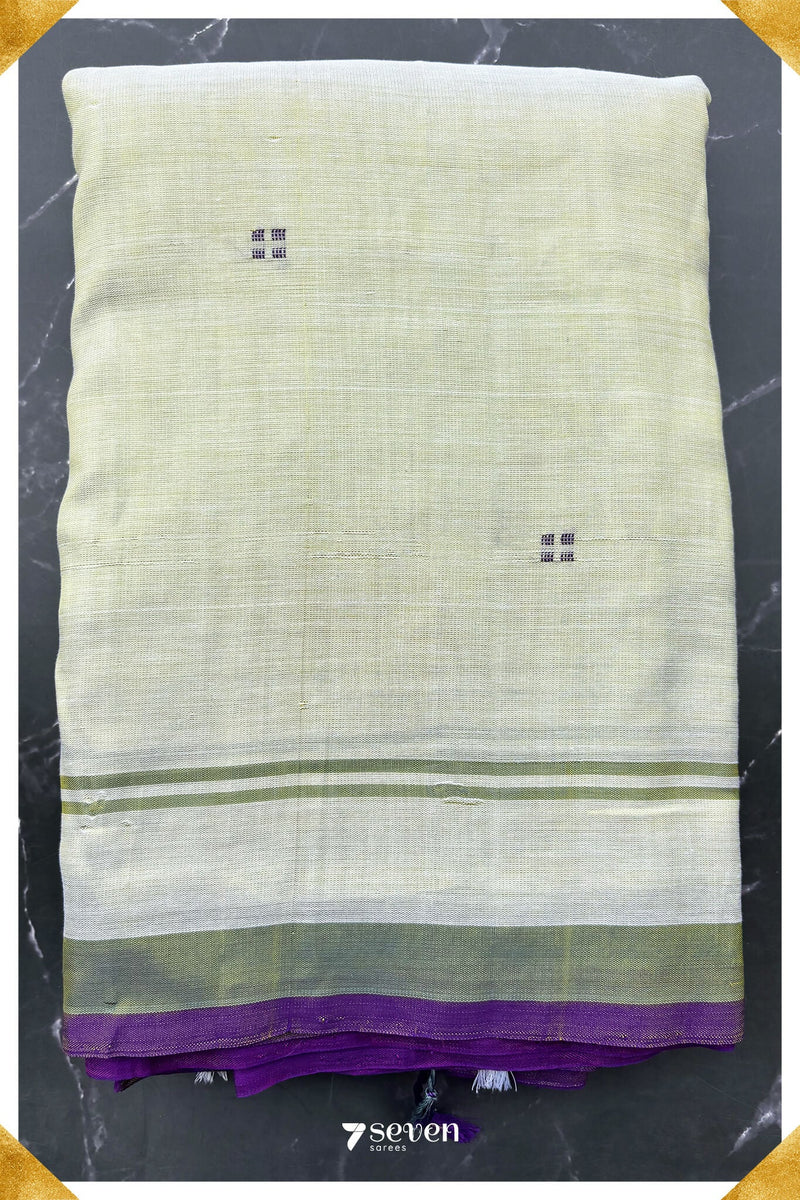 Ulagame Signature Seven Handloom Green Bangalore Vegan Silk Saree - Seven Sarees - Saree - Seven Sarees