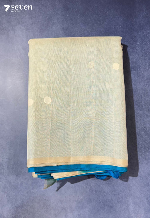 Ulsoor Mist Signature Seven Handloom Blue - Off White Bangalore Pure Silk Cotton Partly Pallu Saree - Seven Sarees - Saree - Seven Sarees