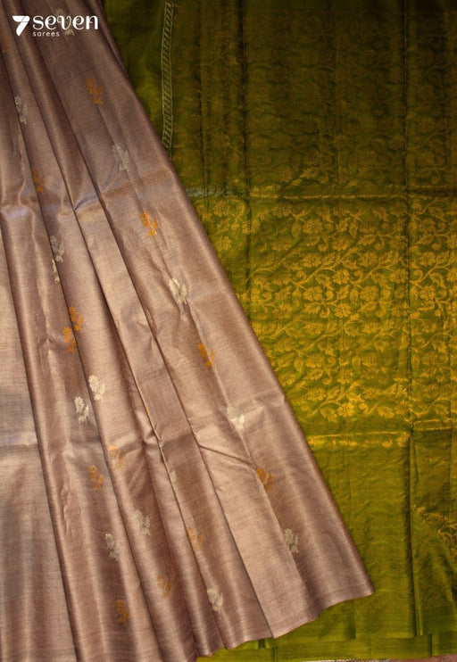 Under the Canopy Handloom Brown Pure Tussar Silk(Kosa) Saree| Silk Mark Certified - Seven Sarees - Saree - Seven Sarees