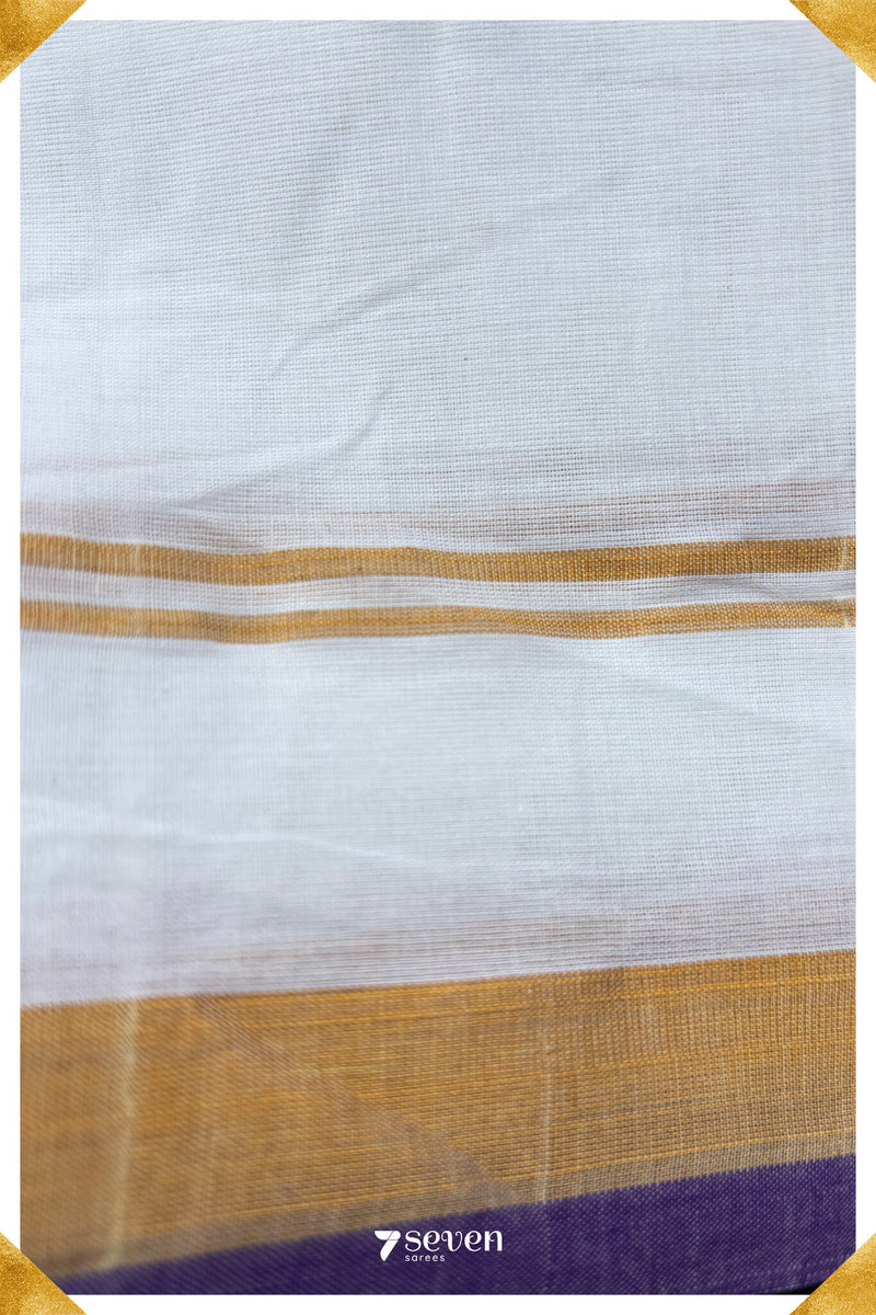 Uyir Signature Seven Handloom White Bangalore Vegan Silk Saree - Seven Sarees - Saree - Seven Sarees