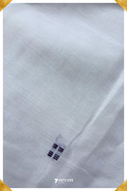 Uyir Signature Seven Handloom White Bangalore Vegan Silk Saree - Seven Sarees - Saree - Seven Sarees