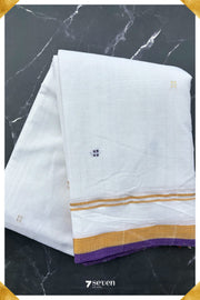 Uyir Signature Seven Handloom White Bangalore Vegan Silk Saree - Seven Sarees - Saree - Seven Sarees