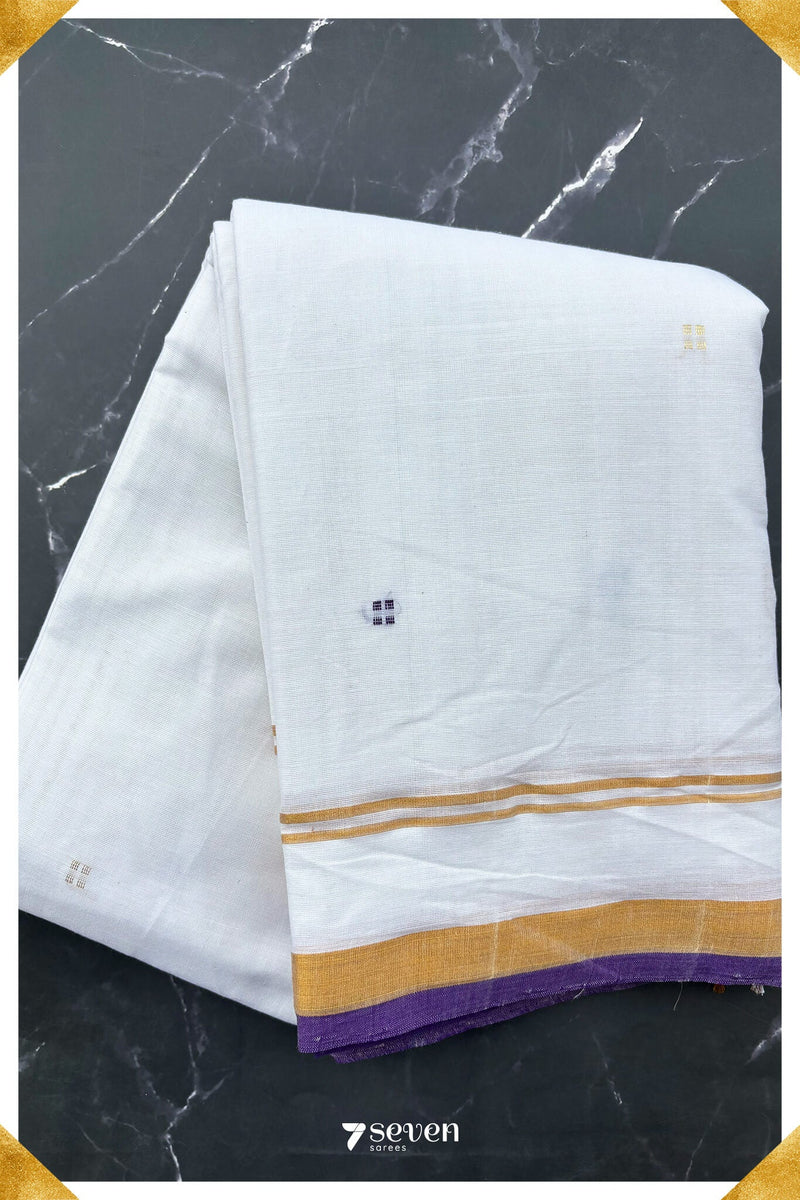 Uyir Signature Seven Handloom White Bangalore Vegan Silk Saree - Seven Sarees - Saree - Seven Sarees