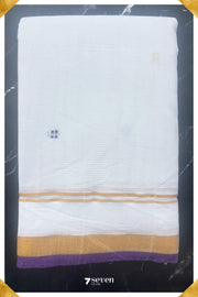 Uyir Signature Seven Handloom White Bangalore Vegan Silk Saree - Seven Sarees - Saree - Seven Sarees