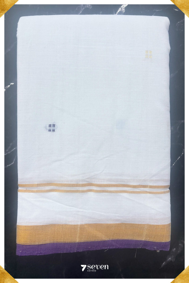 Uyir Signature Seven Handloom White Bangalore Vegan Silk Saree - Seven Sarees - Saree - Seven Sarees
