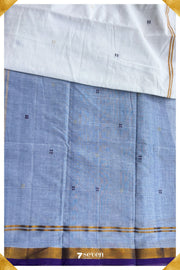 Uyir Signature Seven Handloom White Bangalore Vegan Silk Saree - Seven Sarees - Saree - Seven Sarees