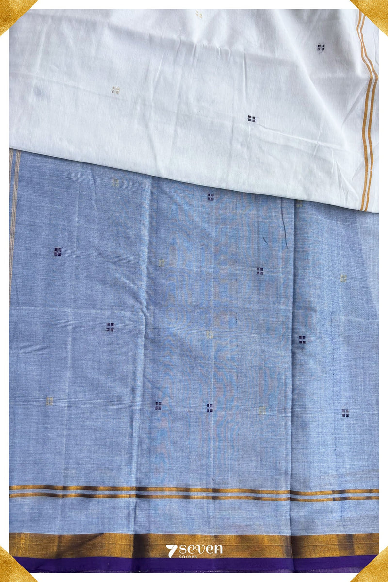 Uyir Signature Seven Handloom White Bangalore Vegan Silk Saree - Seven Sarees - Saree - Seven Sarees