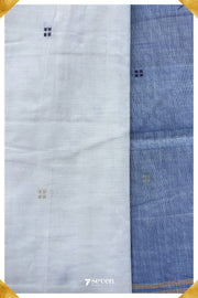 Uyir Signature Seven Handloom White Bangalore Vegan Silk Saree - Seven Sarees - Saree - Seven Sarees