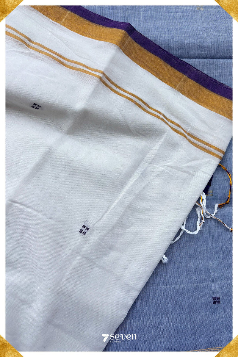 Uyir Signature Seven Handloom White Bangalore Vegan Silk Saree - Seven Sarees - Saree - Seven Sarees