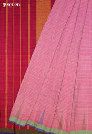 Vaanavi Signature Seven Handloom Pink Bangalore Pure Cotton Saree - Seven Sarees - Saree - Seven Sarees