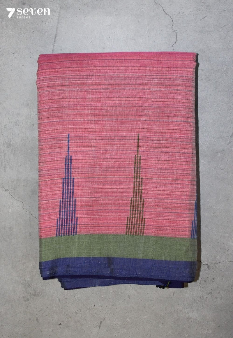 Vaanavi Signature Seven Handloom Pink Bangalore Pure Cotton Saree - Seven Sarees - Saree - Seven Sarees