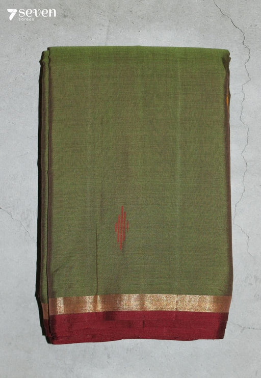 Vaanira Signature Seven Handloom Green Bangalore Pure Cotton Saree - Seven Sarees - Saree - Seven Sarees