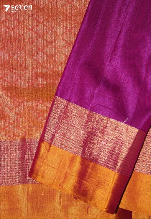 Vaanvitha Signature Seven Handloom Dark Pink Bangalore Pure Silk Cotton Saree - Seven Sarees - Saree - Seven Sarees