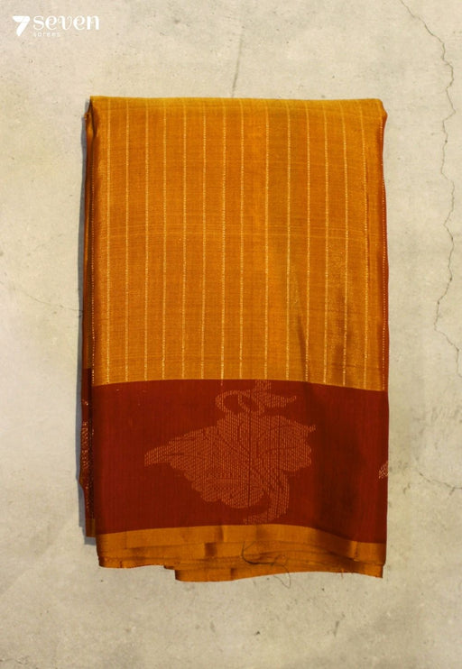 Vaasrini Signature Seven Handloom Rust Orange Bangalore Pure Silk Cotton Saree - Seven Sarees - Saree - Seven Sarees