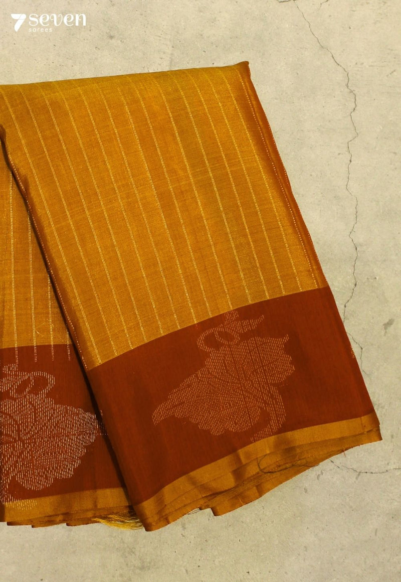 Vaasrini Signature Seven Handloom Rust Orange Bangalore Pure Silk Cotton Saree - Seven Sarees - Saree - Seven Sarees