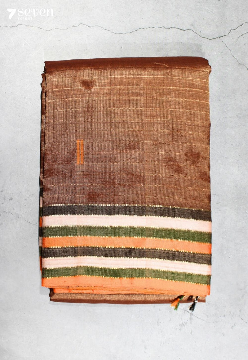Vaasvika Signature Seven Handloom Golden Bangalore Vegan Silk Saree - Seven Sarees - Saree - Seven Sarees