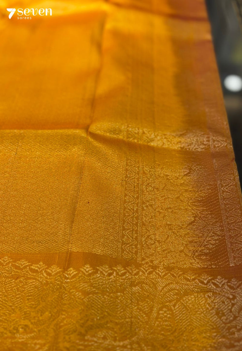 Vadaamalli Signature Seven Handloom Violet/ Yellow Bangalore Pure Silk Saree|Silk Mark Certified - Seven Sarees - Saree - Seven Sarees