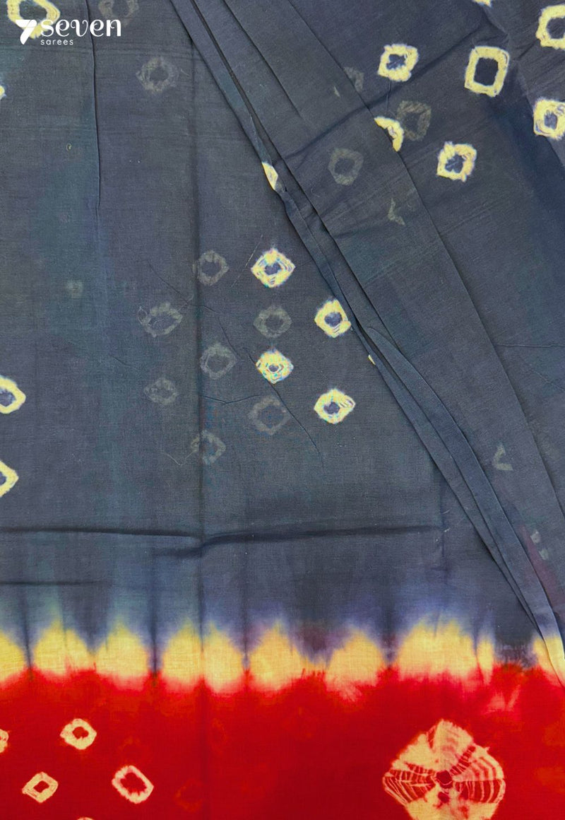 Vadhambal Madurai Blue Handmade Pure Cotton Sungudi Saree - Seven Sarees - Saree - Seven Sarees