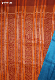 Vaidarbhi Handloom Blue Pure Tussar Silk Saree with Cotton Ikkat Pallu - Seven Sarees - Saree - Seven Sarees