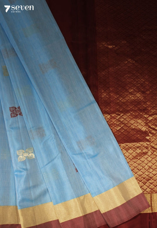 Vaidurya Signature Seven Handloom Blue Bangalore Pure Silk Cotton Saree - Seven Sarees - Saree - Seven Sarees