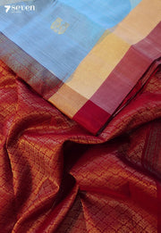 Vaidurya Signature Seven Handloom Blue Bangalore Pure Silk Cotton Saree - Seven Sarees - Saree - Seven Sarees