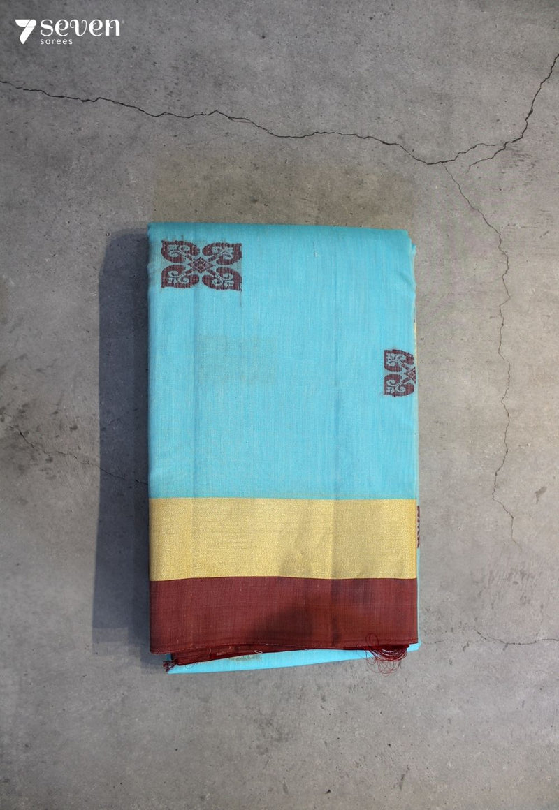 Vaidurya Signature Seven Handloom Blue Bangalore Pure Silk Cotton Saree - Seven Sarees - Saree - Seven Sarees