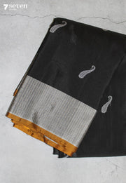 Vaishra Signature Seven Handloom Black Bangalore Pure Silk Cotton Saree - Seven Sarees - Saree - Seven Sarees