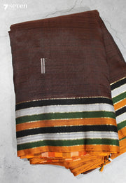 Vanarika Signature Seven Handloom Brown Bangalore Vegan Silk Saree - Seven Sarees - Saree - Seven Sarees