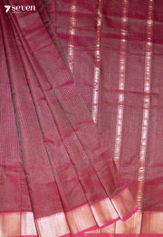 Vaneshi Mangalagiri Handloom Red Silk Cotton Checked Saree - Seven Sarees - Saree - Seven Sarees