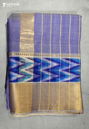 Vanika Mangalagiri Handloom Off White Silk Cotton Saree with Silk Ikkat Border - Seven Sarees - Saree - Seven Sarees