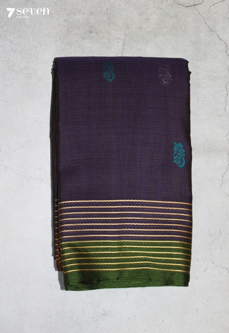 Vanmeya Signature Seven Handloom Purple Bangalore Pure Cotton Saree - Seven Sarees - Saree - Seven Sarees