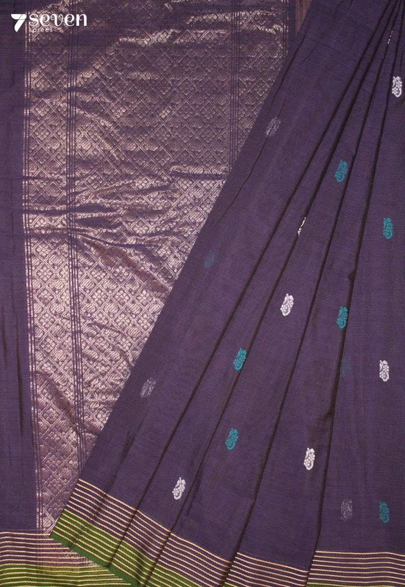 Vanmeya Signature Seven Handloom Purple Bangalore Pure Cotton Saree - Seven Sarees - Saree - Seven Sarees