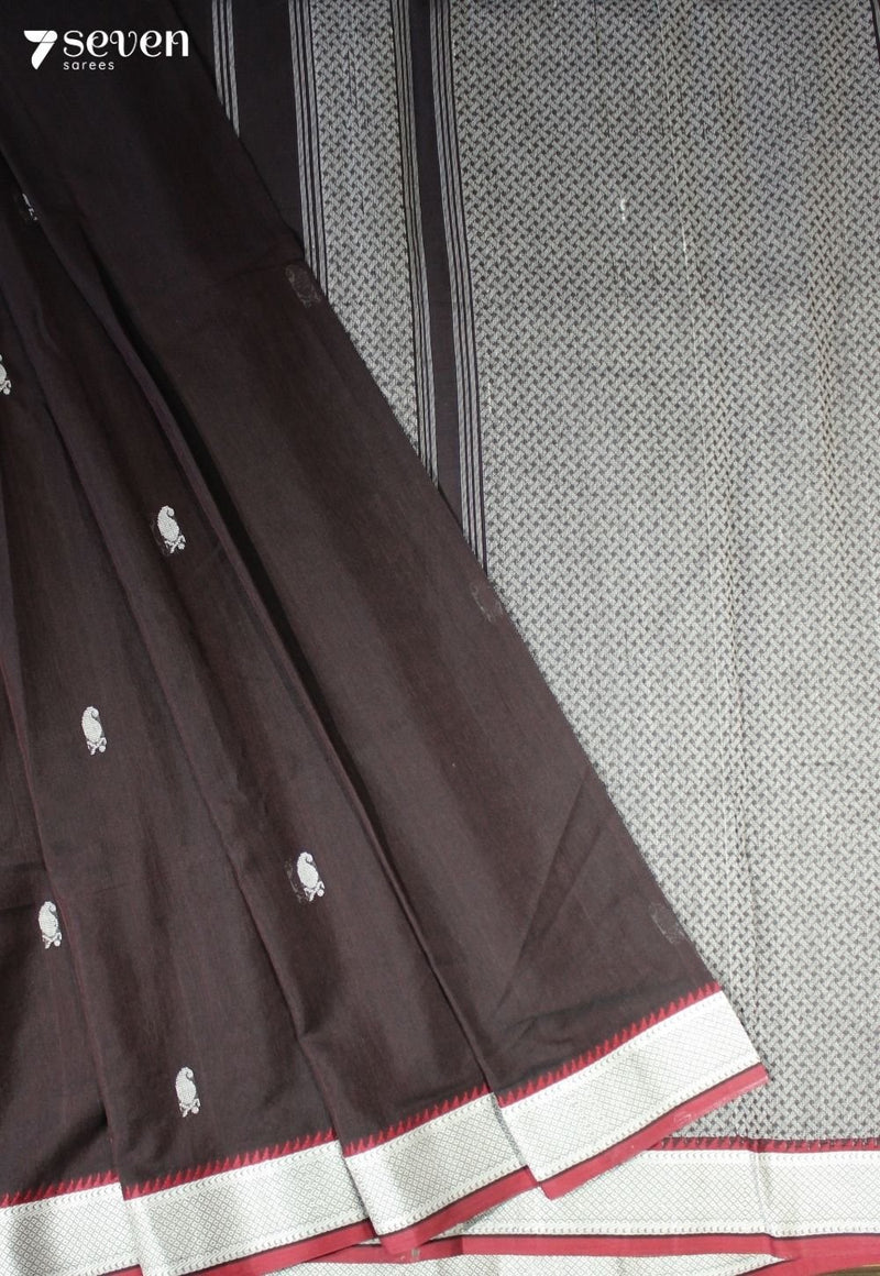Vanmika Signature Seven Handloom Brown Bangalore Pure Cotton Saree - Seven Sarees - Saree - Seven Sarees