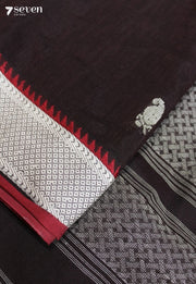 Vanmika Signature Seven Handloom Brown Bangalore Pure Cotton Saree - Seven Sarees - Saree - Seven Sarees