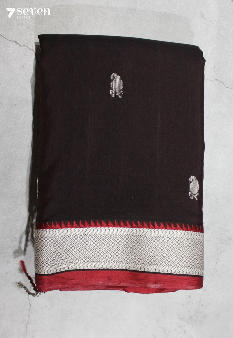 Vanmika Signature Seven Handloom Brown Bangalore Pure Cotton Saree - Seven Sarees - Saree - Seven Sarees
