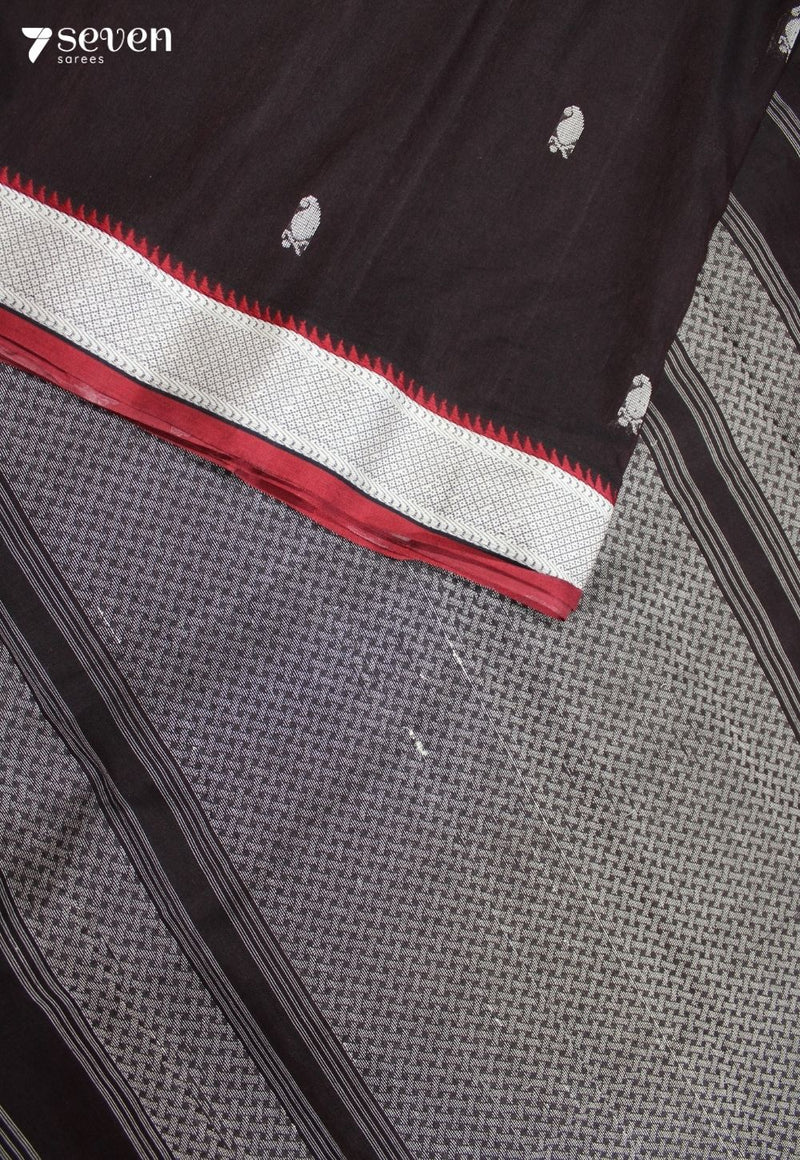Vanmika Signature Seven Handloom Brown Bangalore Pure Cotton Saree - Seven Sarees - Saree - Seven Sarees