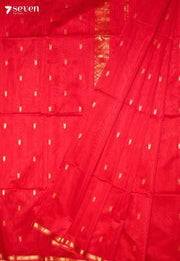 Vanthika Maheshwari Handloom Red Silk Cotton Saree - Seven Sarees - Seven Sarees