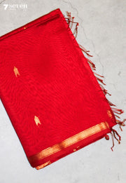 Vanthika Maheshwari Handloom Red Silk Cotton Saree - Seven Sarees - Seven Sarees