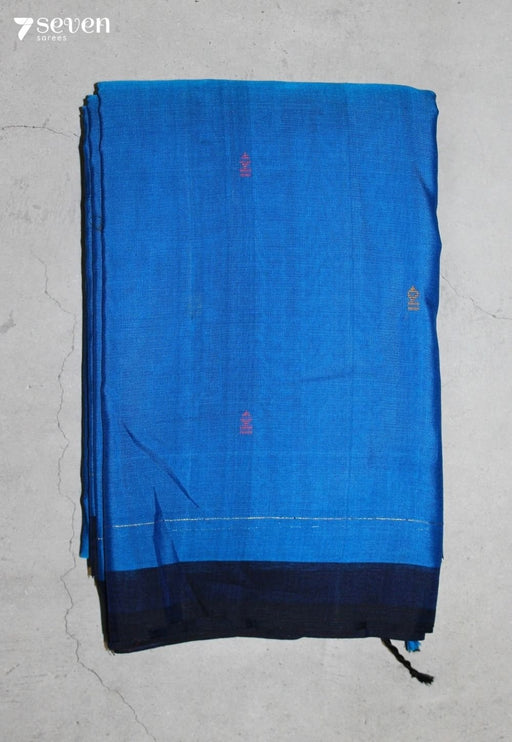 Varenya Signature Seven Handloom Blue Bangalore Pure Cotton Saree