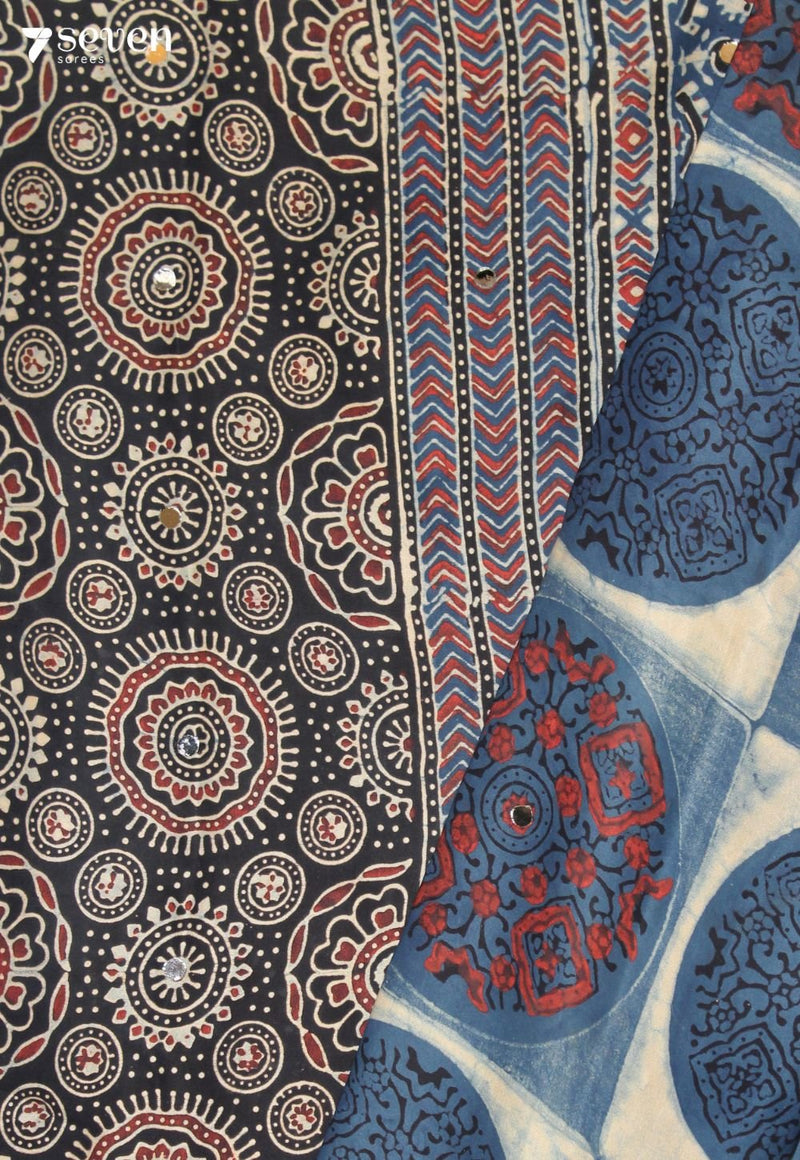 Varnali Kutch Blue Pure Handmade Ajrakh Modal with Handpasted Mirrors - view 3