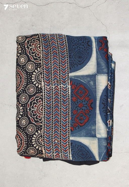 Varnali Kutch Blue Pure Handmade Ajrakh Modal with Handpasted Mirrors