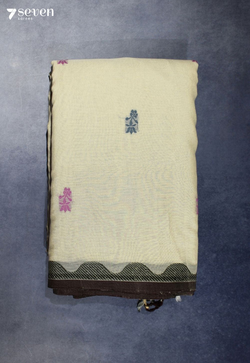 Varnesha Signature Seven Handloom Off - White Bangalore Pure Cotton Saree - Seven Sarees - Saree - Seven Sarees