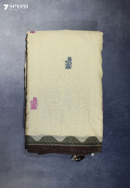 Varnesha Signature Seven Handloom Off - White Bangalore Pure Cotton Saree - Seven Sarees - Saree - Seven Sarees