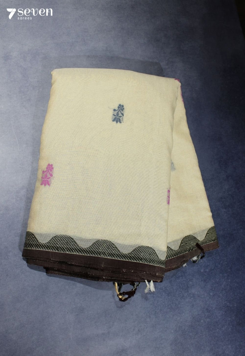 Varnesha Signature Seven Handloom Off - White Bangalore Pure Cotton Saree - Seven Sarees - Saree - Seven Sarees