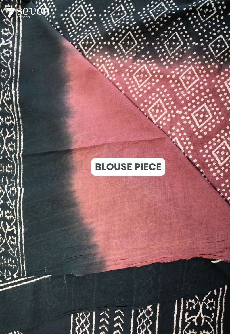 Varnika Jaipur Rust Hand Block Printed 100% Cotton Saree - Seven Sarees - Saree - Seven Sarees