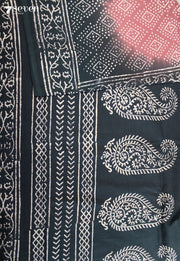 Varnika Jaipur Rust Hand Block Printed 100% Cotton Saree - Seven Sarees - Saree - Seven Sarees