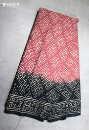 Varnika Jaipur Rust Hand Block Printed 100% Cotton Saree - Seven Sarees - Saree - Seven Sarees