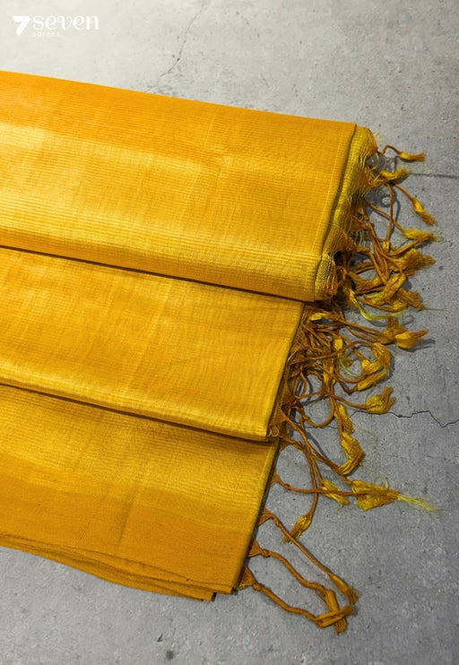 Varnika Mangalagiri Handloom Yellow Vegan Silk Saree - Seven Sarees - Saree - Seven Sarees