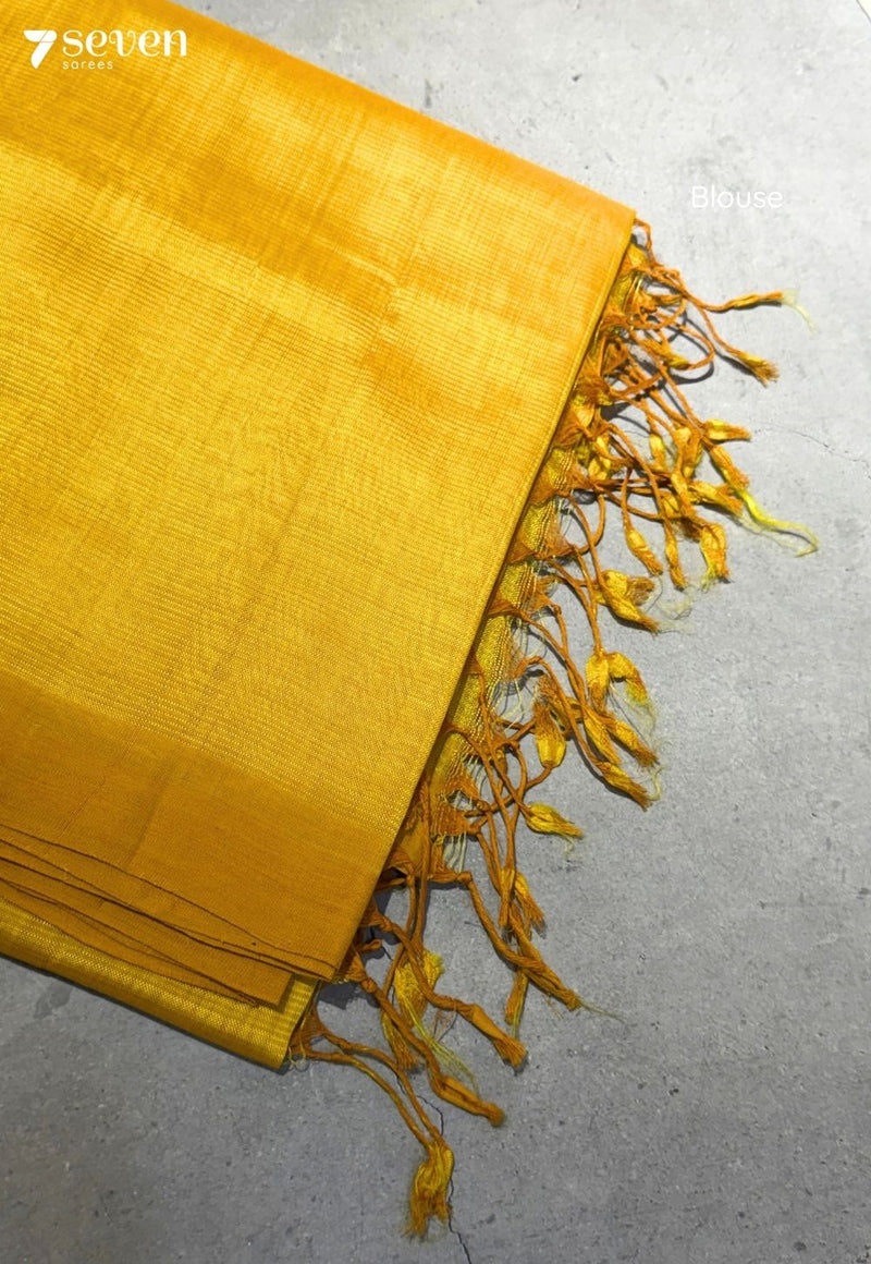 Varnika Mangalagiri Handloom Yellow Vegan Silk Saree - Seven Sarees - Saree - Seven Sarees