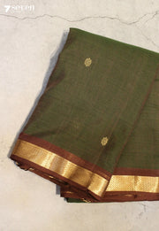Varnikya Signature Seven Handloom Green Bangalore Pure Cotton Saree - Seven Sarees - Saree - Seven Sarees